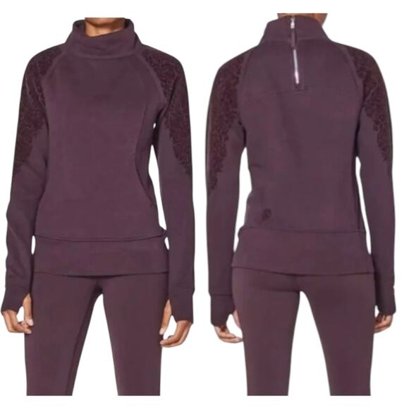 Lululemon Floral Flock Pullover Black Cherry Size 8/M {Read} - Picture 1 of 13